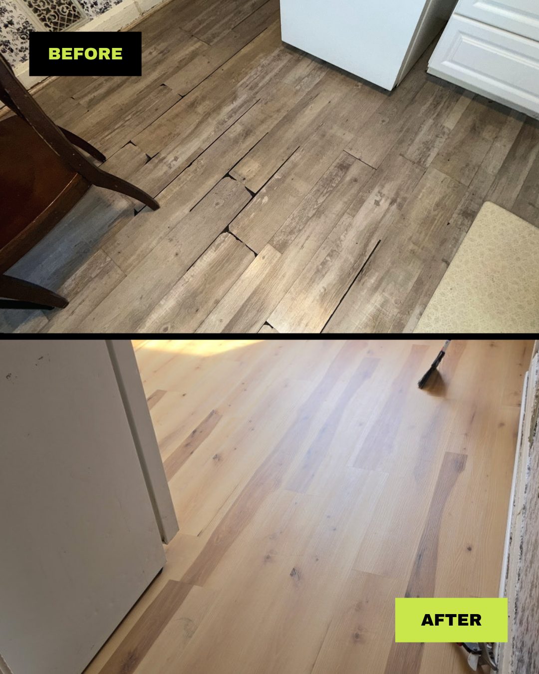 Roof work, before and after